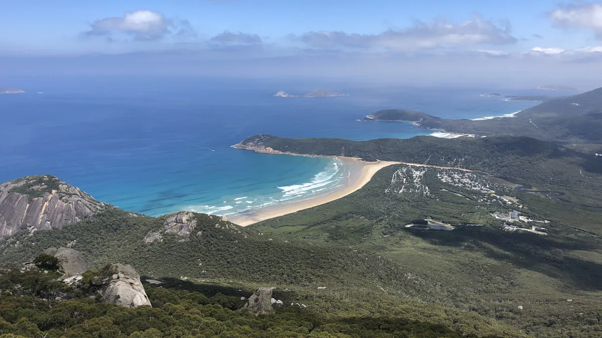 Australian beach seen from a coastal lookout