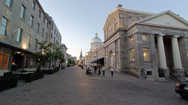 Cobblestone street in a Canadian city