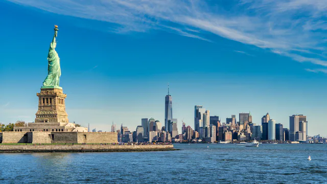 Statue of Liberty with the Manhattan skyline