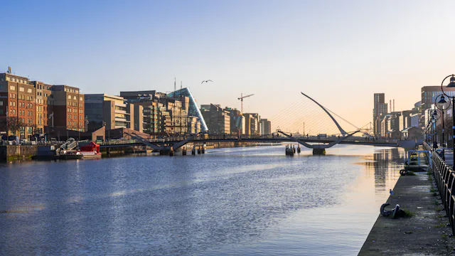 Modern bridge over the River Liffey in Dublin