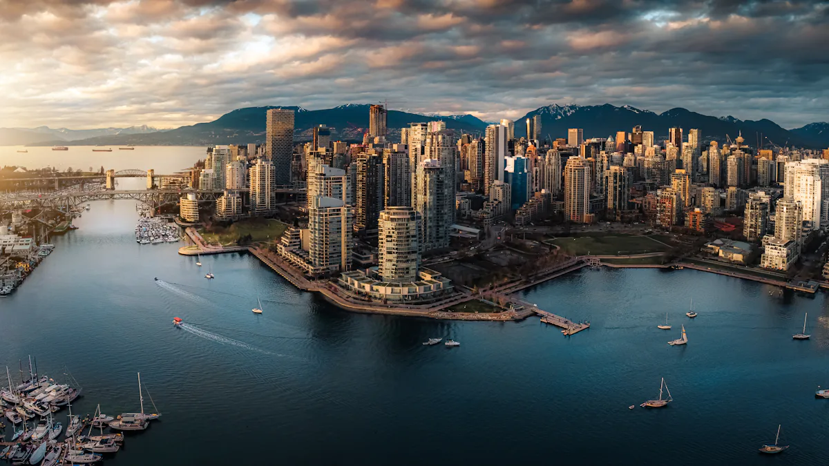Vancouver skyline and False Creek waterfront