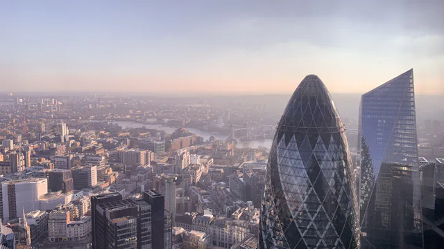 London skyline with the Gherkin and the River Thames